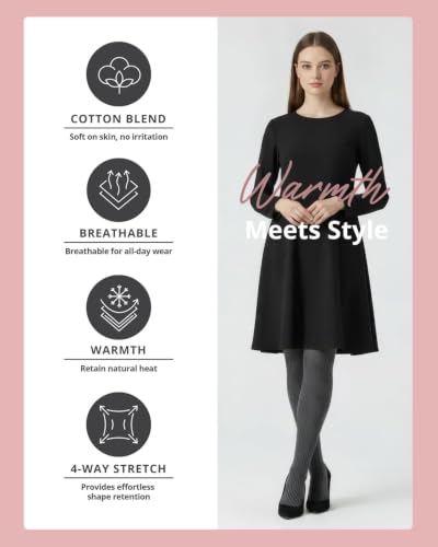 Image of MeMoi Boston Ribbed Cotton Sweater Tights, Warm Opaque Winter Tights