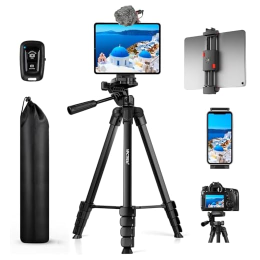 MACTREM iPhone iPad Tripod Stand, 67" Phone Tripod for iPad Tablet Camera with 2 in1 Holder Remote Carry Bag, Aluminum Extendable iPhone Stand for Video Recording/Selfies/Live Stream/Vlogging