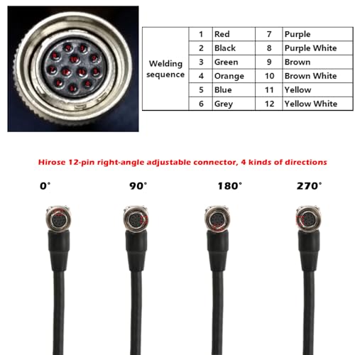 Cable de conexión IO industrial de 12 pines y conector acodado HR10A-10P-12S para visión GigE 4