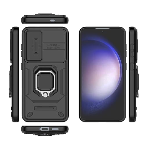 Image of SHINESTAR Tough Armor Samsung S24 5G Bumper Back Case Cover | Ring Holder & Sliding Camera Shield Cover | 360 Degree Protection Back Case Cover for Samsung Galaxy S24 5G (Black)