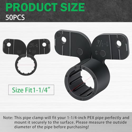Image of Briwooody 50 Pack 1-1 /4 Inch Pex Suspension Pipe Clamps Tubing Supports for Pex, Copper, Cpvc Pipe, Butterfly Style(Black)