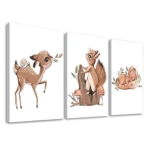 Leuke Baby Dier Foto’s Prints voor Kwekerij Muur Decor Meisjes Slaapkamer Speelkamer Decoraties Eekhoorn Bunny Ingelijst