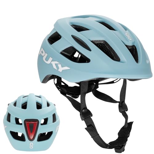 PUKY Helmet S Blau | Kinder Fahrradhelm 48-55 cm | Leichtgewicht 220g | Maximaler Schutz & Belüftung | 360° Sichtbarkeit durch Licht-Modul | Ideal für Sicherheit und Komfort auf dem Fahrrad