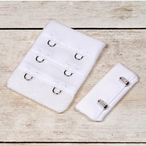 Porcelynne Nylon White Bra Hook and Eye Replacement Closure with Silver Hardware - 2 Rows - 1 1/2" Wide - 1 Pair image 4