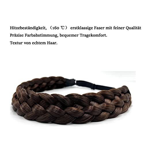 TOECWEGR Braided Hair Band 5 Strands Braids Hair Scrunchie Classic Chunky Elastic Synthetic Headband Women's Beauty Accessories (Brown Black) - Image 3