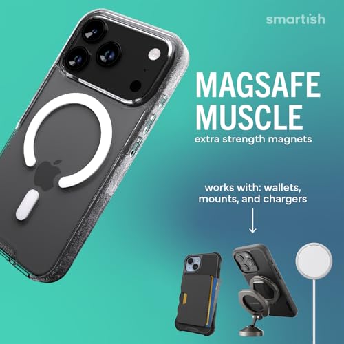 Image of Smartish iPhone 17 Pro MagSafe Clear Case + Screen Protector - Magnetic Slim Case - Anti-Yellow Thin Grip Cover + 2-Pack Tempered Glass Screen Protectors for Apple iPhone 17 Pro - Clearly Clear