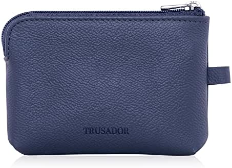 Trusador Milano Üniseks Deri Ön Cep Cüzdanı Bozuk Para Çantası Fermuarlı Çanta Anahtarlıklı, Lacivert, Bozuk Para Cüzdanlar ve Torbalar - Görsel 2