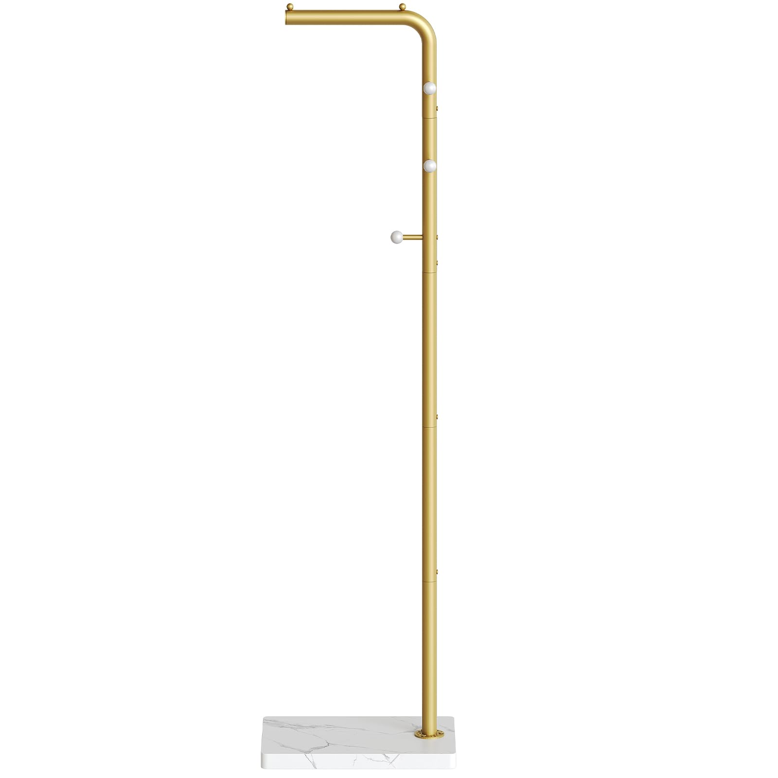 YATINEY Appendiabiti da Terra Moderno con 3 Ganci e Base Rinforzata, Attaccapanni da Terra in Metallo per Ingresso, Soggiorno, Camera da Letto, Spogliatoio, Dorato e Bianco XYM01DWY1