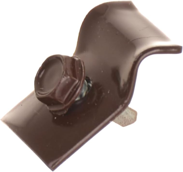 Aqbau® 15 x Double Rod Fence Fastener Set with Self Tapping Screws Fence Fixing Clamp Support for Tension Wire or Fence (Brown Ral 8017)