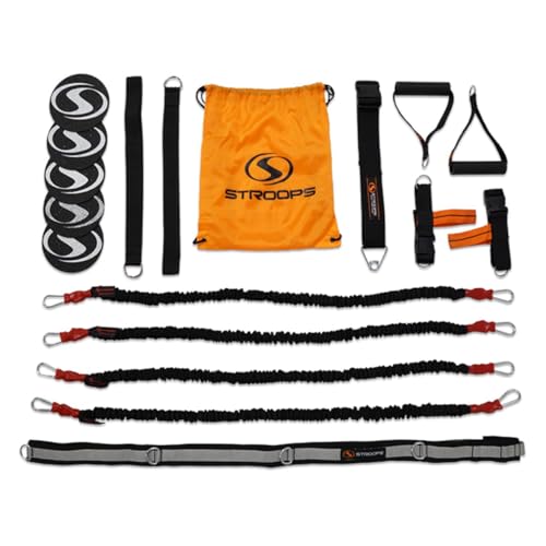 Stroops VITL Slastix Resistance Bands Set | All-in-One Full Body Workout System Bands Handles Foot Straps Door Anchors Agility Dots & Carry Bag for Home Fitness