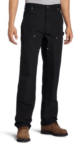 Carhartt mens Firm Duck Double- Front Dungaree B01 work utility pants, Black, 34W x 30L US