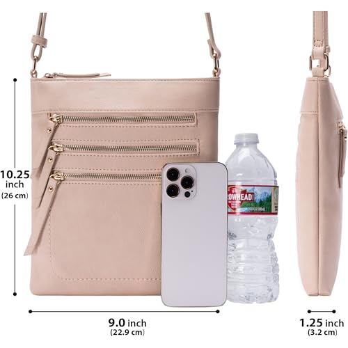 Image of Solene Crossbody Bag Functional Multi Pocket Messenger Purse Top Zip Closure Shoulder Handbag With Adjustable Strap