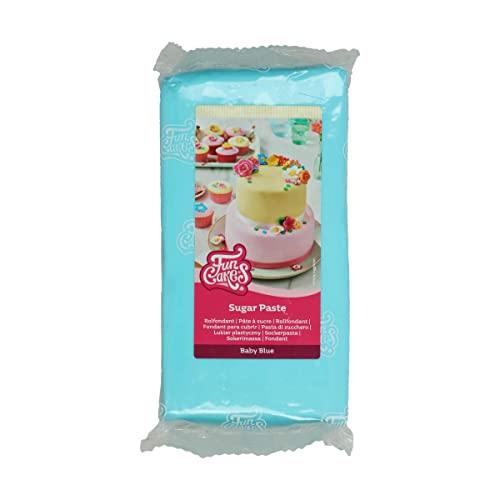 FunCakes Pâte à Sucre Baby Blue: facile à utiliser, lisse, flexible, douce et pliable, parfaite pour la décoration de gâteaux, halal, casher et sans gluten. 1 kg