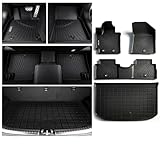 Floor Mats & Cargo mat for 2014 2015 2016 2017 2018 2019 Kia Soul (Not for Hybrid) TPE All Weather Protection Floor Liners with Trunk Mat 3pc-Black