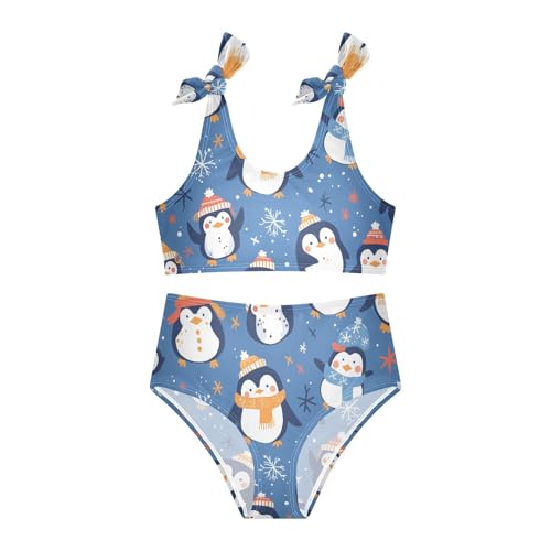 Seamless Pattern Penguins Girls Two Piece Kids Bikini Set Quick-Dry Bathing Suit Swimming Suits Adjustable Shoulder3