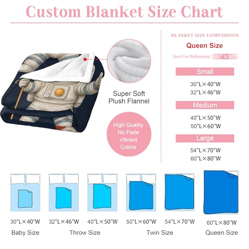 Image of Personalized Baby Blanket with Name, Custom Name Blanket for Kids Soft Flanne Blankets in Easter Personalized Baby Gifts for Infant Newborn Shower (Navy)