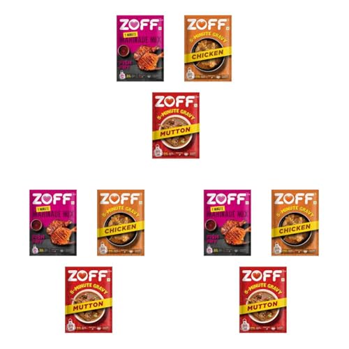 Image of ZOFF Non-Veg Curry & Marinade Mini Pack - Fish Fry Masala, Chicken & Mutton Gravy Mix - Homestyle, Preservative-Free, Ready-to-Cook - 205g (Pack of 3)