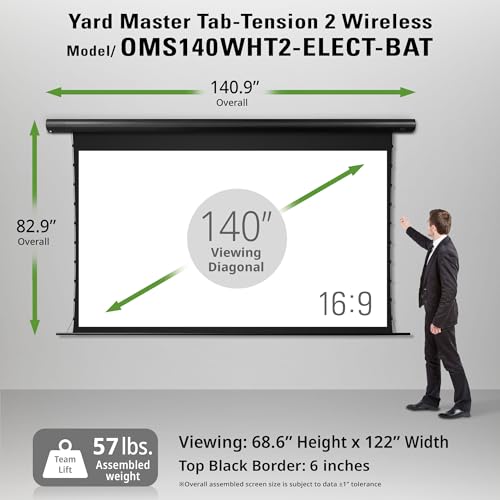 Image of Elite Screens Yard Master Tab-Tension 2 Wireless 140 Inch Outdoor Motorized Projector Screen, 16:9 Battery Operated, IP33 Rated, RF Remote, 4K 8K HDR - OMS140WHT2-ELECT-BAT