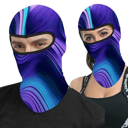 Pasamontañas unisex de poliéster y spandex con diseño liso violeta, mascarilla térmica para clima frío, ideal para esquí y motociclismo miniatura 1