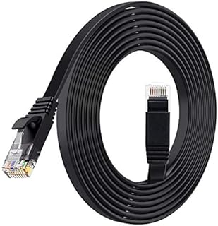 Cat6 Ethernet Cable 2m Long - Flat Internet Cable High Speed 1Gbps Gigabit Lan Network Cable with RJ45 Connectors - OFC - UTP Patch Cable compatible with Router/Modem/Patch panel/Access Point, 2Meter