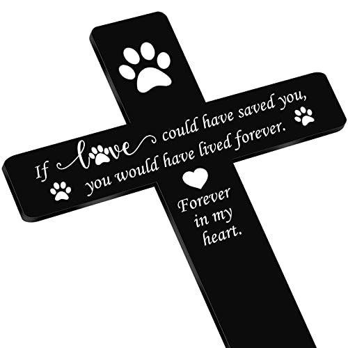 Unittype Dog Grave Marker Cross Memorial Gifts Pet Loss Stake Memorial Plaques For Outdoors Pet Memorial Garden Decor Waterproof Acrylic Grave Marker Cemetery Black Sympathy Garden Stake thumb #1