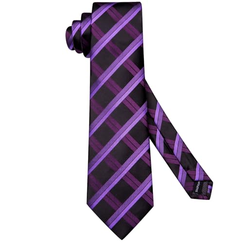 Image of Hi-Tie Mens 70inches Tie Set Extra Long Necktie for Men Cufflinks Handkerchief Big Tall Men Business Wedding