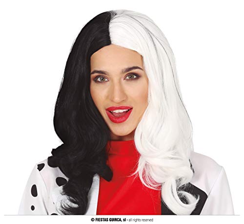Perruque bicolore Cruella par Fiestas Guirca pour déguisement d'adulte