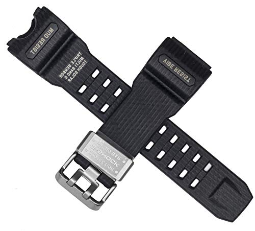 Casio 10504384 Genuine Factory Replacement Black Resin Watch Band fits GWG-1000-1A