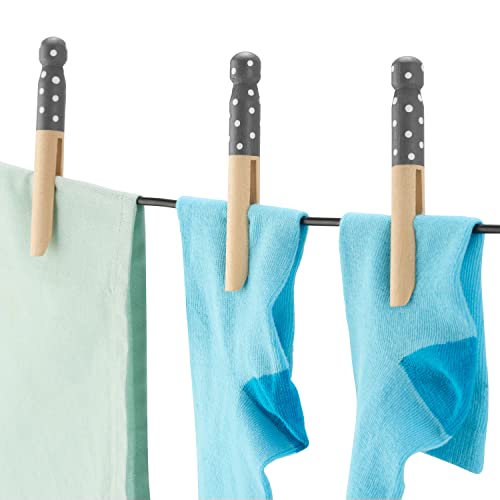 DimBull Natural Hand Painted Dolly Clothes Pegs (Box of 12). 100% Natural, Biodegradable & Sustainable, Green