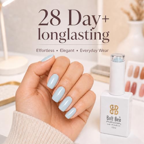 Image of Bolt Bee pastel Blue Color Gel Nail Polish Soak Off UV Gel 15ML DIY at Home Manicure Salon Nail Art