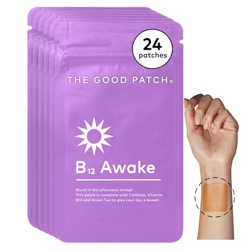 The Good Patch B12 Awake Patch, Natural Patch with Caffeine, B12, and Green Tea Extract, Plant