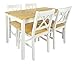 Merkell Conjunto Mesa de Pino y 4 sillas de Madera a la Sala de Estar, Comedor White Pine
