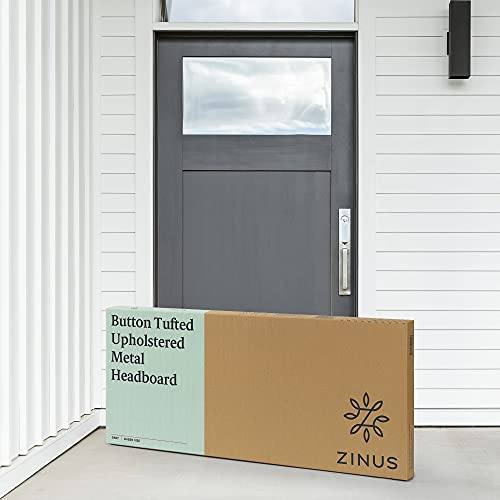 Zinus Barbara Button Tufted Grey Upholstered Metal Headboard, Twin #TOP7