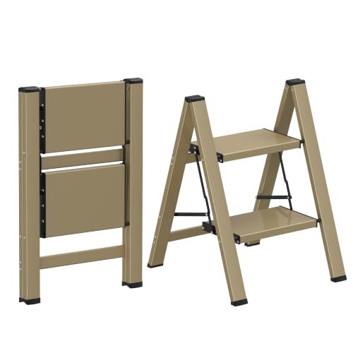 HBTower 2 Step Ladder, Lightweight Aluminum Folding Step Stool