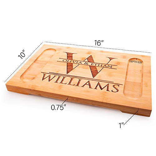 Tabla de cortar rectangular de bambú personalizada de 40.64 cm x 25.4 cm para bodas miniatura 4