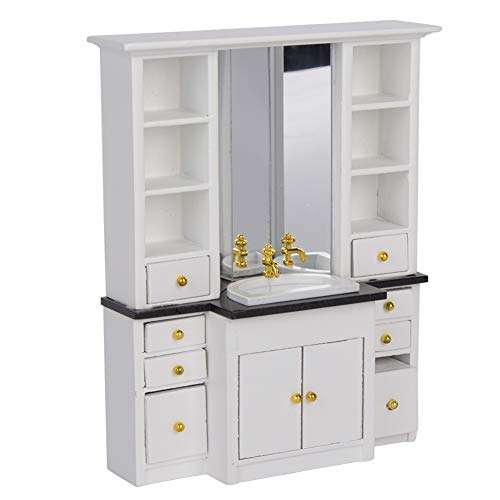 112 Dollhouse Mini Basin Cabinet Miniature Furniture for Bathroom Kitchen Decoration