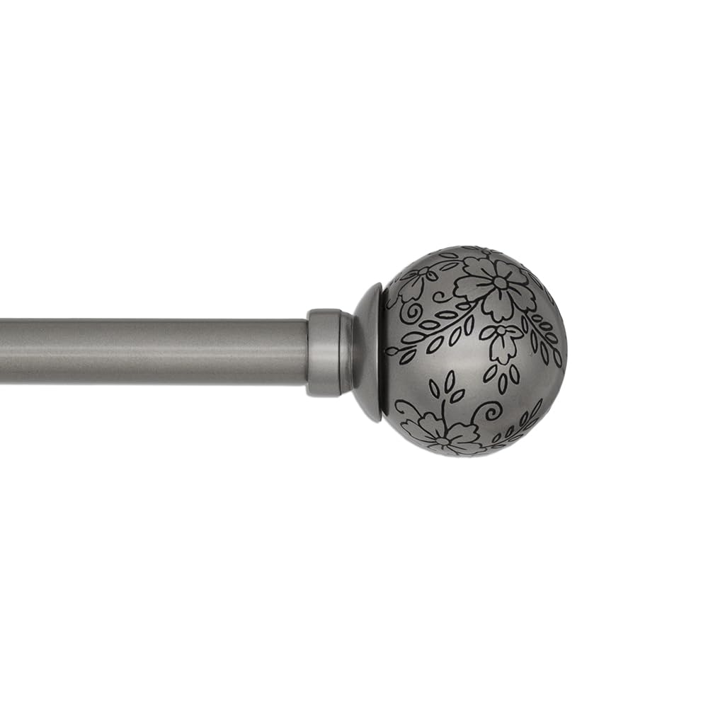 LuminoEverly Single Rod Set, 5/8” Diameter, Curtain Rod, Drapery Rod, Decorative Rod, Décor, Satin Nickel, 48-84" Width