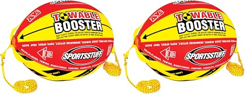Image of SportsStuff Booster Towable Tube Ball Towable Rope for Lift and Visibility, 60 ft Rope with 4,100 lb Break Strength (Pack of 2)
