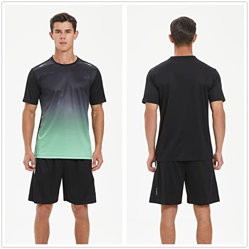 OPALOS Men Active Quick Dry Crew Neck T Shirts and Shorts Set Athletic Running Gym Workout Short4