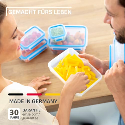 Foto von EMSA Clip & Close Frischhaltedose, Eiswürfelform, 22,6 x 16,5 x 4,9 cm, flexibler Boden, Aufbewahrungsbox, 100 Prozent dicht, spülmaschinen-, gefrier-, mikrowellenfest, Blau, Made in Germany, 514549