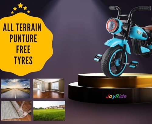 Image of JoyRide Ninja Plug N Play Durable Kids /Pedal Baby Tricycle, Storage Basket, Leather Seat, Led Headlight, Music for 18 Months to 5 Years Boys /Girls /Carrying Capacity Upto 30 Kgs (Blue)
