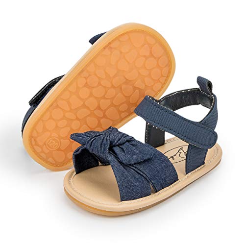 Image of Miamooi Infant Baby Girls Boys Sandals Summer Bowknot Crib Shoes Toddler Pu Leather Flower Soft Rubber Sole Dress Flats First Walker Shoes