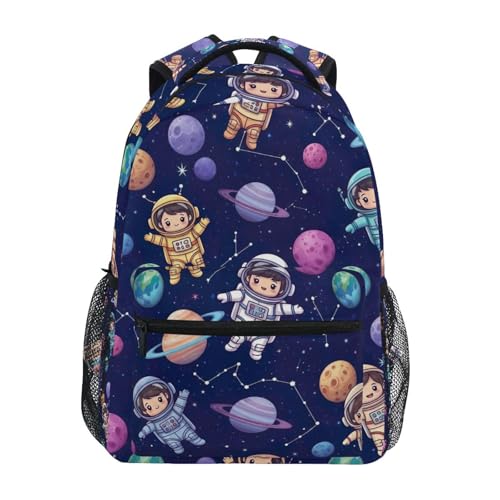 Girl Bookbag, Cute Astronauts Space Kids Travel Backpack, Kids Back to School Supplies, Ideal for Ages 6–14