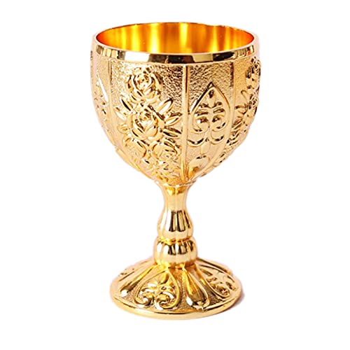 Vintage Metal Embossed Wine Cup, Vintage Hand-made Goblet Engraving Flower Pattern Shot Glass Liqueur Goblet Wine Chalice Art Craft Decoration for Weddings Home Decor Blessings Cup 1OZ