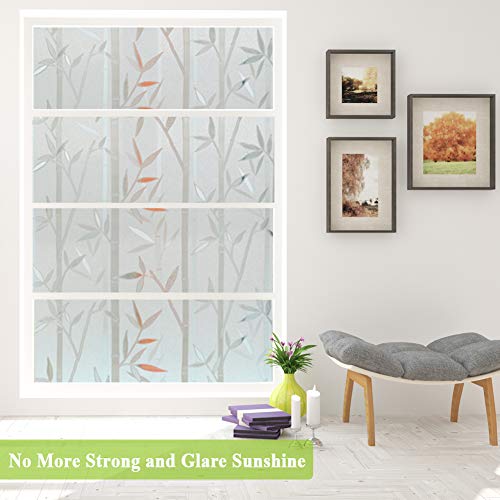 Static Cling Window Film,Privacy Door Film,Decorative Glass Film,Bamboo Stained Glass Window Tint Anti Uv For Home And Office Decoration,17.5 Inches By 78.7 Inches #TOP2
