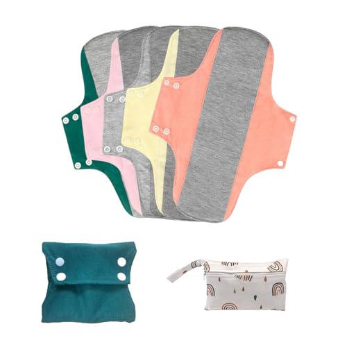 KUMUROETA Reusable Washable Cloth Menstrual Pads,Heavy Duty Incontinence Pads,6pcs/Set,5pcs+1 Storage Bag,Suitable for Heavy Menstrual Flow,Incontinence