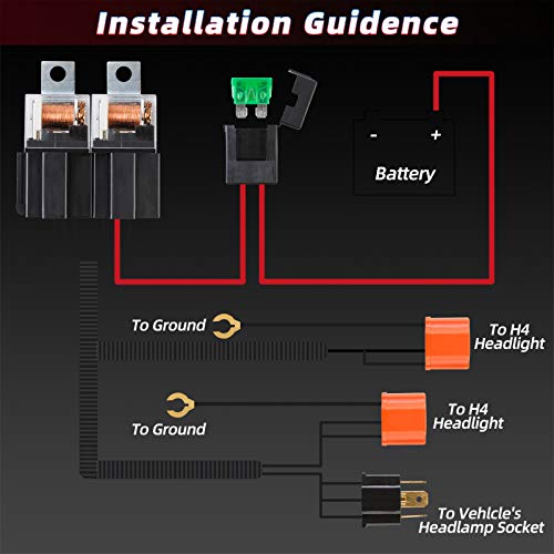 Renmaii-Light REN012 1Set 2-Headlight H4 Relay Harness, H4 Headlight Relay Harness H4 Wiring Harness H6054 7X6 6054 Headlight Relay Kit thumb #1