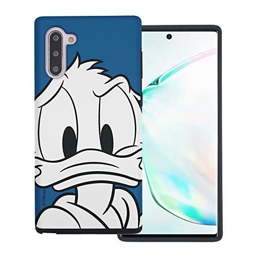 Galaxy Note10 Plus fodral [Tung Drop Protection] Söt Kalle Anka Skiktad Hybrid [TPU + PC] Stötfångare Skal för [ Galaxy Note10 Plus (7,3 cm) ] – Line-konst Donald anka