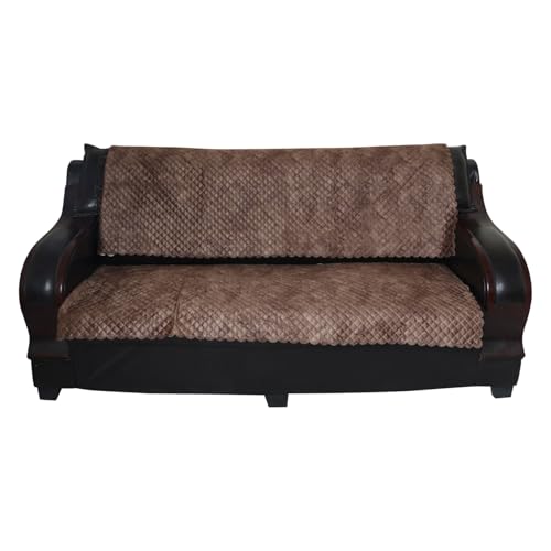 Image of 7 Seater Sofa Cover | Universal Non-Slip Fully Covered Protector for 3+2+2 Sofa Set | Durable Slipcover for Living Room Quilted Luxe (Burgundy Elegance)