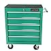 Caviresta Heavy Duty 5 Drawer Tool Cart in Green, Mobile Garage Trolley with 4 Wheels (2 Braked), Locking Drawers, 15kg Slide Capacity